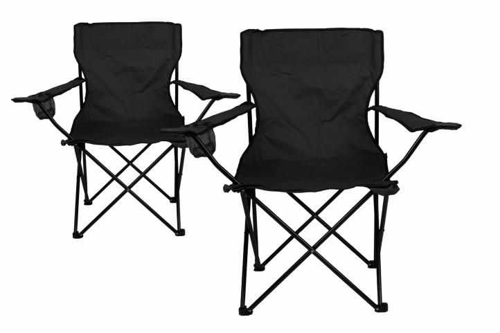 Divero 33436 Kempingová sada - 2x skládací židle s držákem - černá Divero
