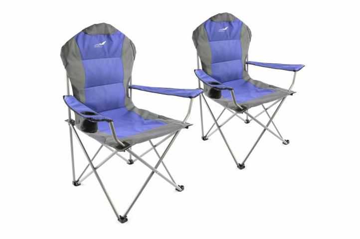 Divero Deluxe 35955 Set skládací kempingová rybářská židle 2 kusy - modro/šedá Divero