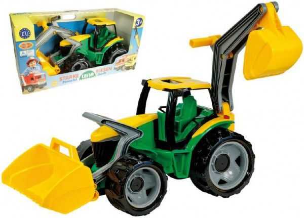 LENA 2080 Traktor se lžící a bagrem zeleno žlutý 107cm Teddies