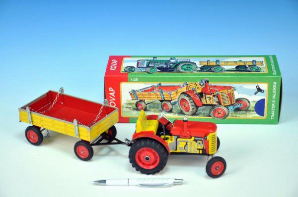 Kovap Traktor Zetor s valníkem červený na klíček kov 28cm Kovap Teddies