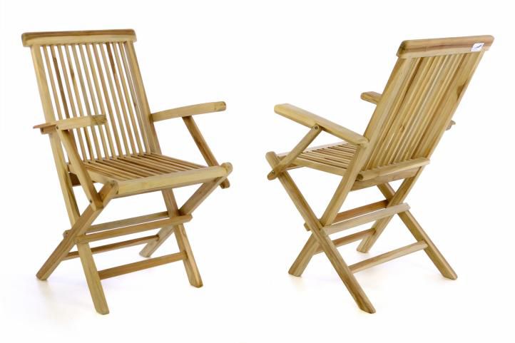 DIVERO 55123 Sada 2 kusů Zahradní židle skládací - týkové dřevo Divero