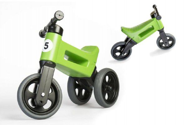 Teddies Funny Wheels Sport 2v1 zelené s gumovými koly Teddies