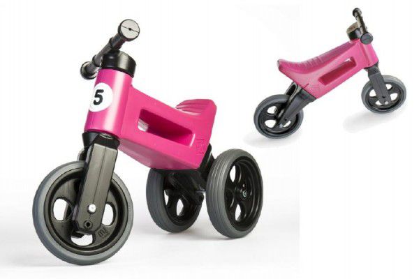 Teddies Funny Wheels Sport 2v1 růžové s gumovými koly Teddies