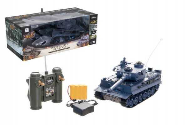 Teddies 58806 Tank RC plast 33cm TIGER I 27MHz na baterie+dobíjecí pack se zvukem a světlem v krabici 40x15x19cm Teddies
