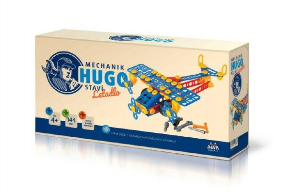 Seva Mechanik Hugo staví Letadlo stavebnice s nářadím 1plast v krabici 31x16x7cm Teddies