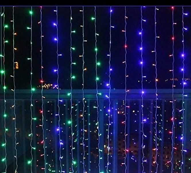 VOLTRONIC® 59570 Vánoční osvětlení - světelný závěs - 3x3 m barevná 300 LED VOLTRONIC®