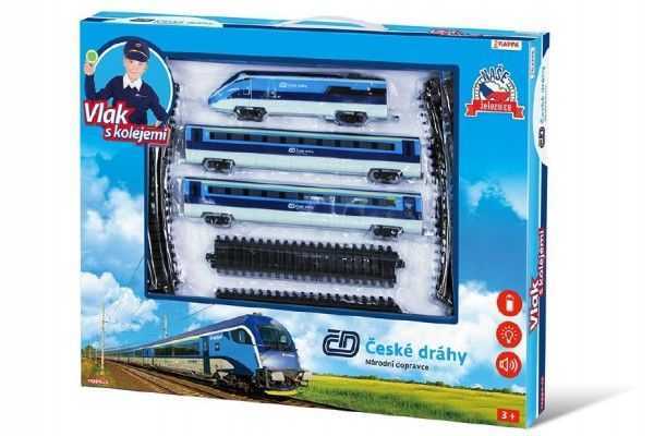 Rappa Sada vlak České dráhy s kolejemi 23ks na baterie se zvukem se světlem v krabici 55x43x5cm Teddies