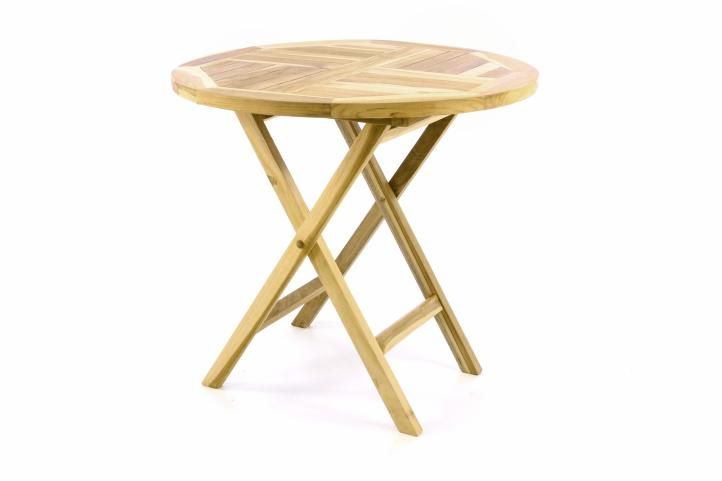 DIVERO 60388 Zahradní stůl sklopný z teakového dřeva - Ø 80 cm Divero