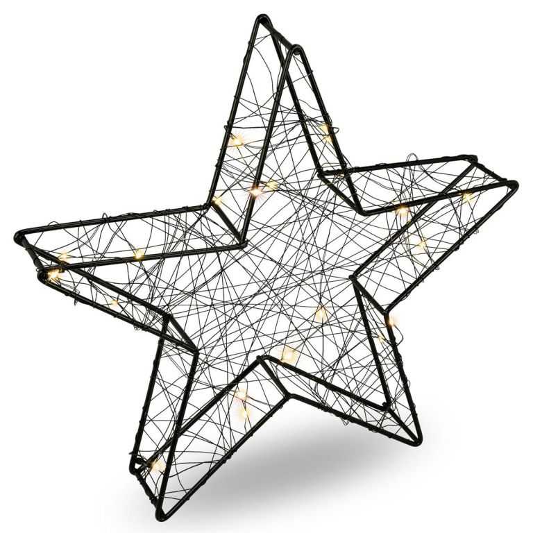 Nexos 64658 Vánoční kovová hvězda s 3D efektem - černá