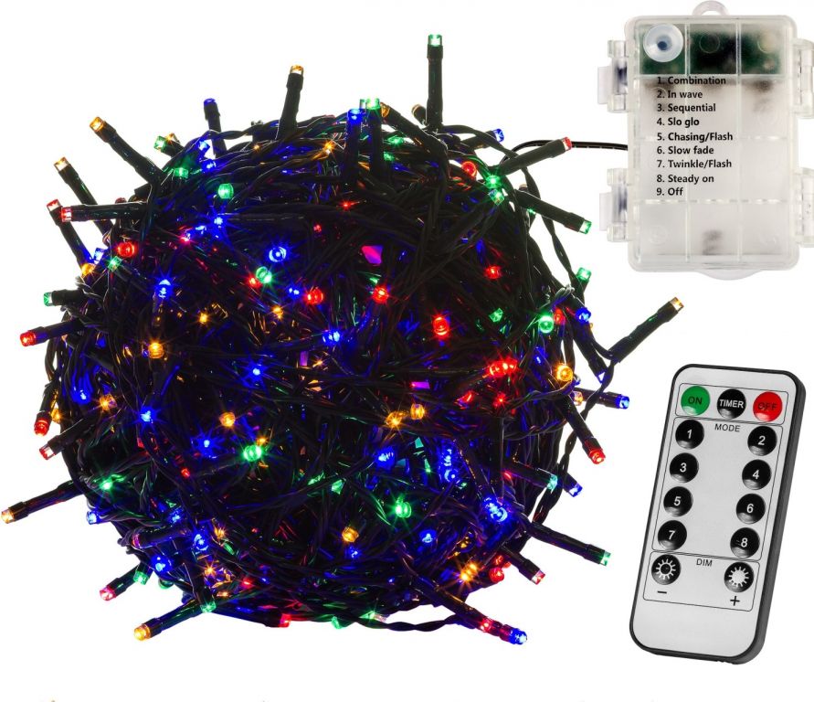 VOLTRONIC® 67903 Vánoční osvětlení 5 m - barevný 50 LED na BATERIE + ovladač VOLTRONIC®