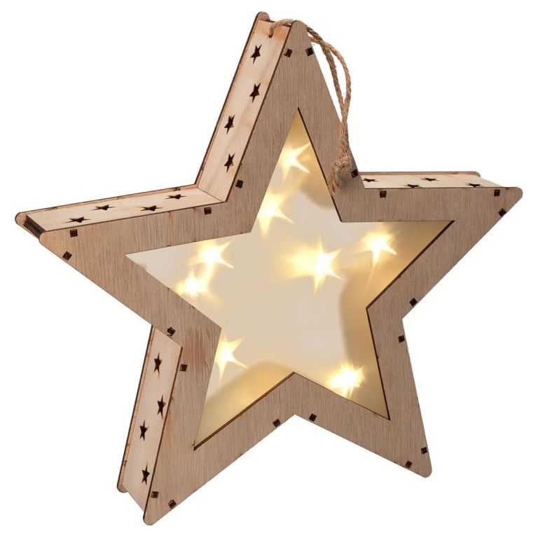 Nexos 65861 Vánoční dřevěná hvězda s 3D efektem