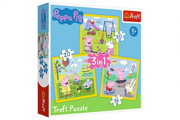 Puzzle 3v1 Prasátko Peppa Teddies