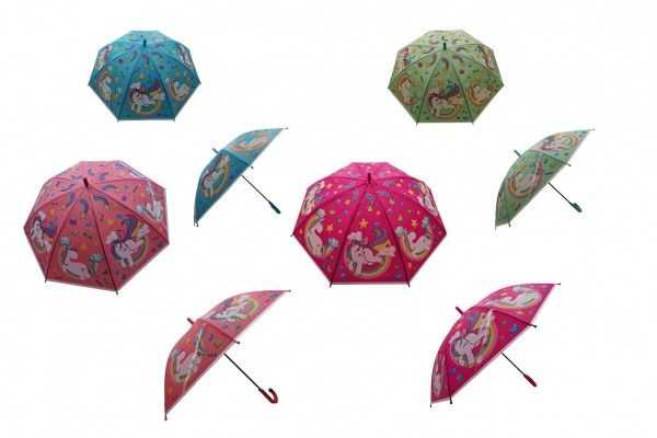 Deštník Jednorožec 66 cm vystřelovací mix barev v sáčku Teddies