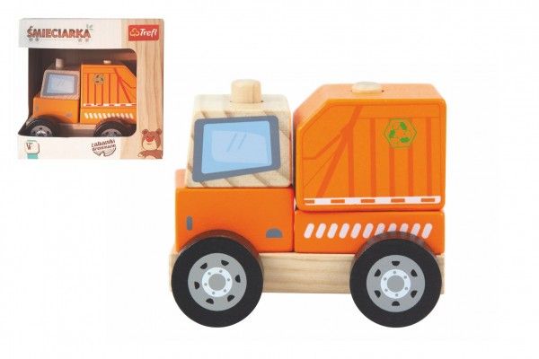 Trefl Popelářský vůz dřevěná hračka skládací 11cm Teddies