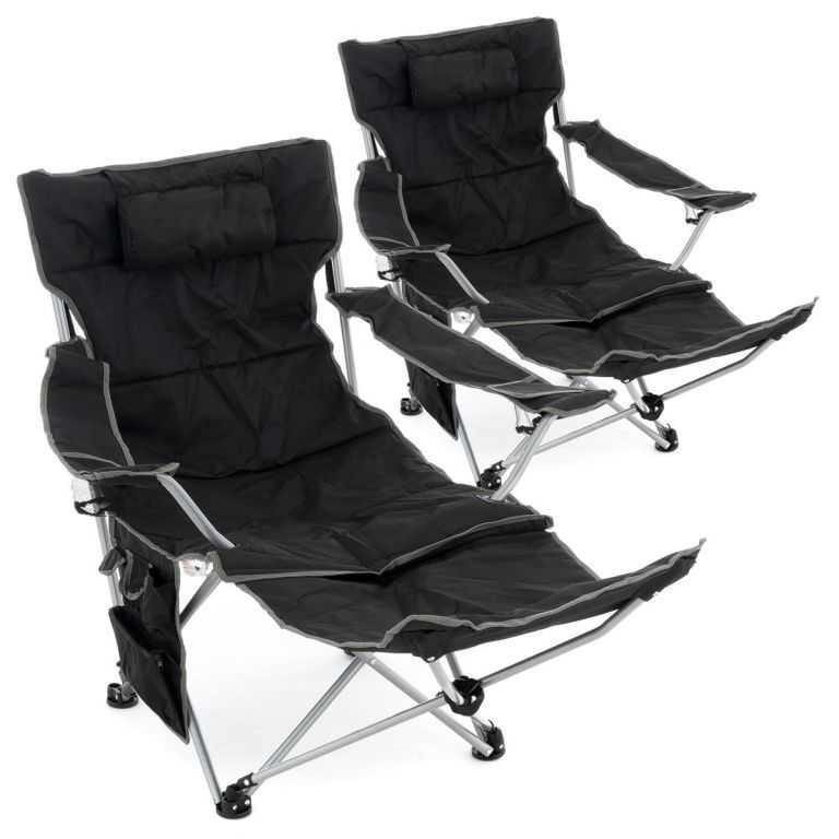 Divero D75653 Sada 2 ks kempingových židlí s odnímatelná podnožkou
