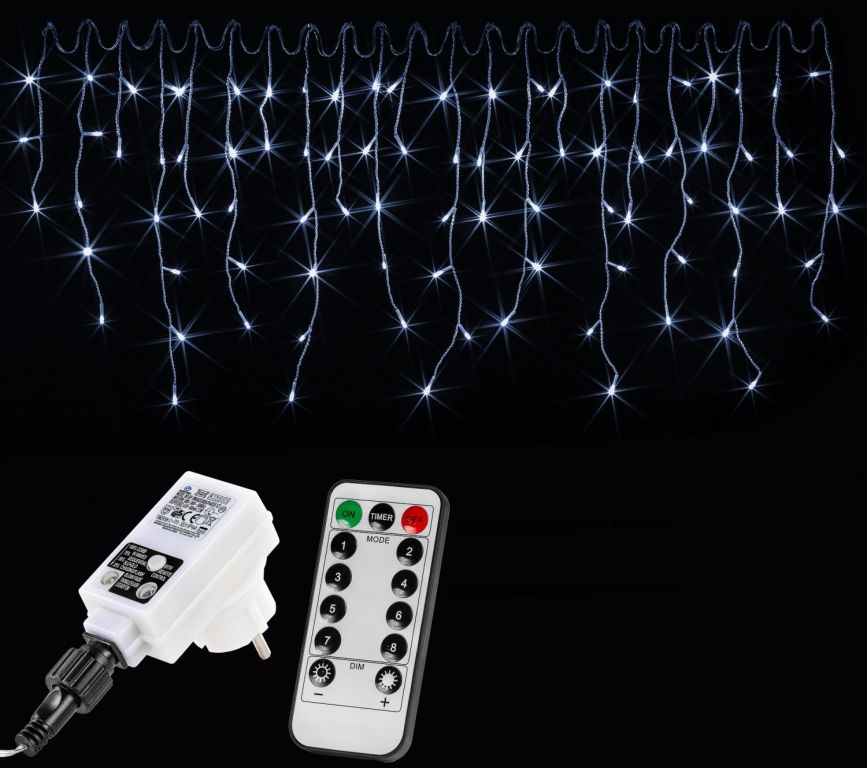 VOLTRONIC® 59792 Vánoční světelný déšť 200 LED studená bílá - 5 m + ovladač VOLTRONIC®