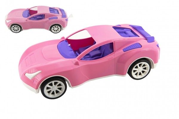 Teddies Auto sportovní pro holky růžové plast na volný chod v síťce 16x36x12cm Teddies