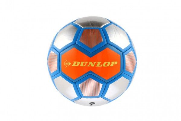 Míč fotbalový Dunlop nafouknutý šitý 22cm vel. 5 stříbrný Teddies