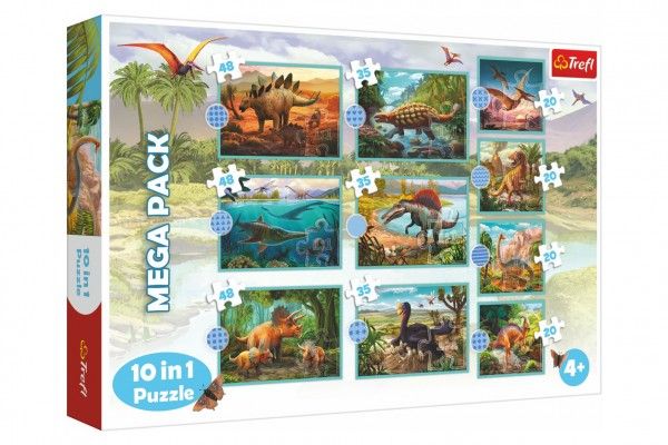 Puzzle 10v1 Seznamte se se všemi dinosaury v krabici 40x27x6cm Teddies