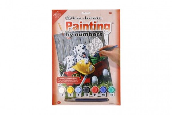 Malování podle čísel Dalmatini 22x30cm s akrylovými barvami a štětcem na kartě Teddies