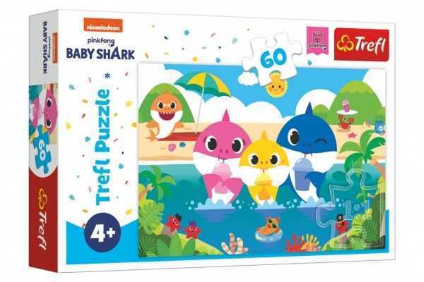 Puzzle Žraločí rodinka na dovolené/Baby Shark 33x22cm 60 dílků v krabičce 21x14x4cm Teddies