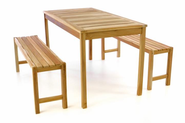 Divero 47272 Zahradní set lavic a stolu - neošetřené týkové dřevo - 135 cm Divero