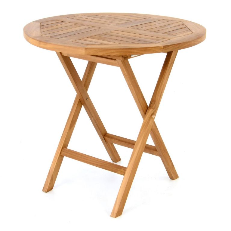 DIVERO 2211 kulatý zahradní stolek z týkového dřeva