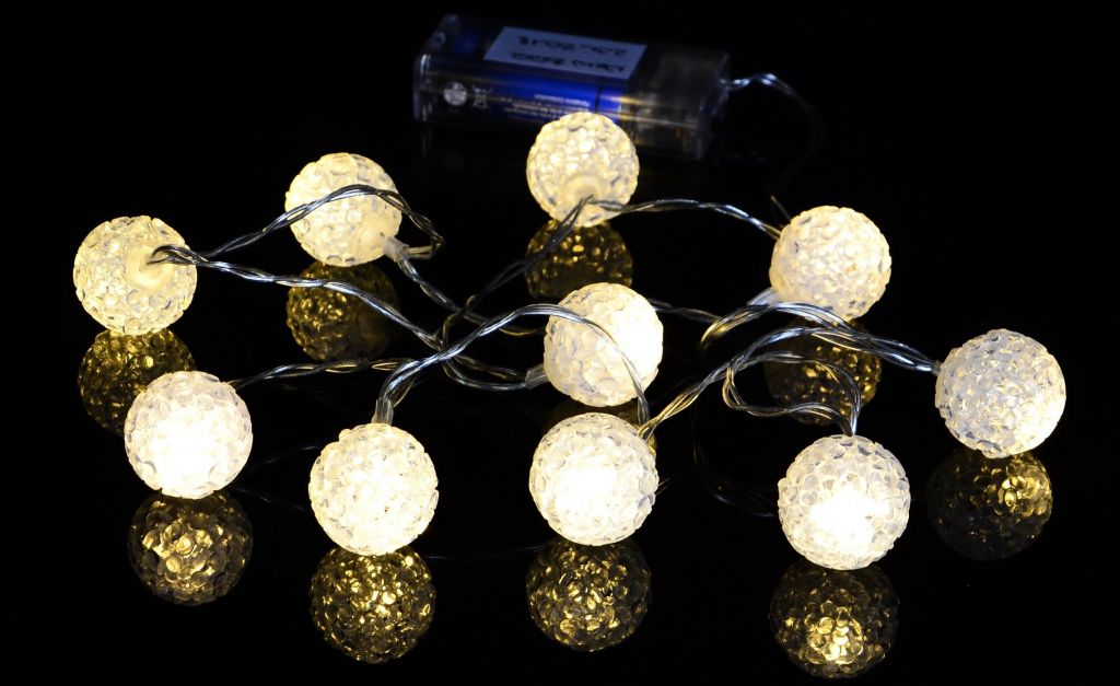 Nexos 57396 Vánoční dekorativní řetěz - světelné koule - 10 LED teple bílá Nexos