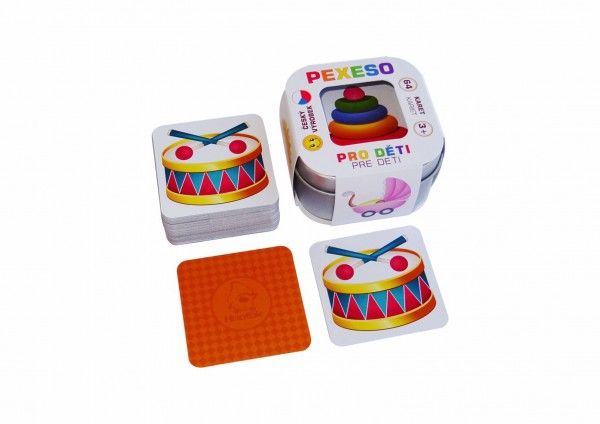 Pexeso Pro děti 64 karet v plechové krabičce 6x6x4cm Hmaťák Teddies