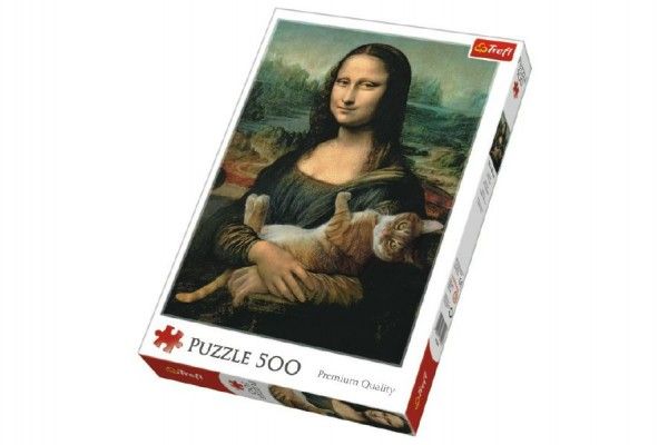 Puzzle Mona Lisa s kočkou 500 dílků 48x34cm v krabici 40x27x4