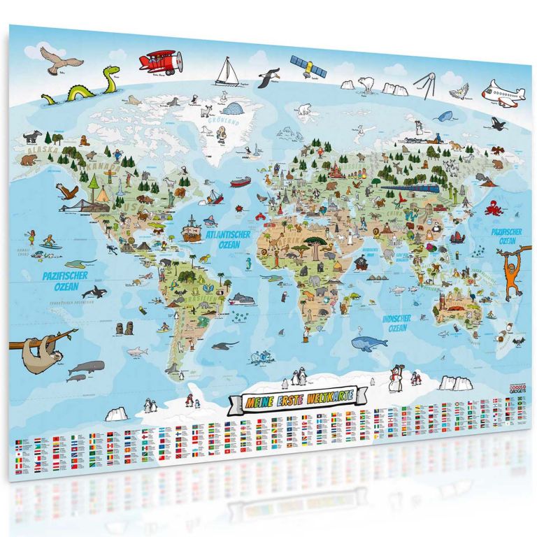 Dětská vzdělávací mapa světa 140 x 100cm- francouzský jazyk