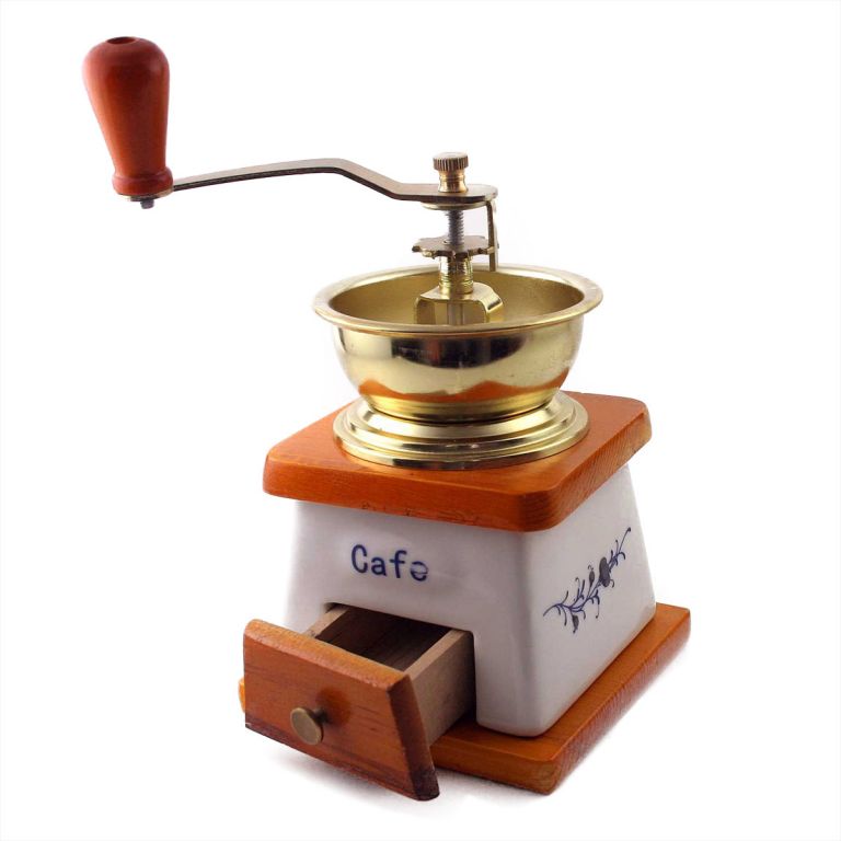 Keramický mlýnek na kávu v retro stylu