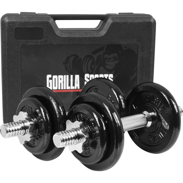 Gorilla Sports Jednoruční litinový set + kufřík