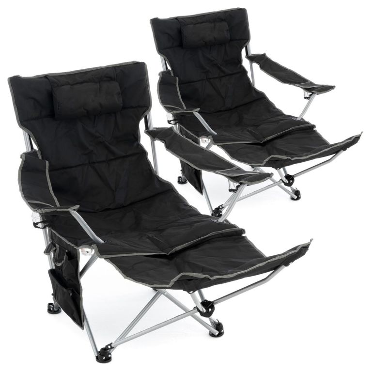 Divero Sada 2 ks kempingových židlí s odnímatelná podnožkou